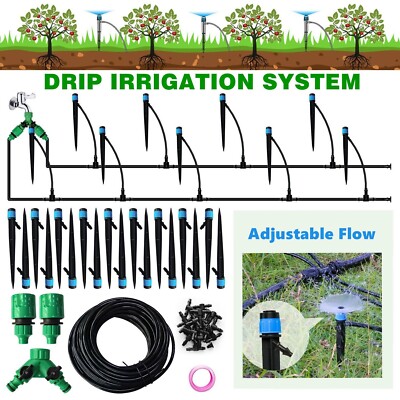 59' Adjustable Garden Drip Irrigation System Sprinkler Self Watering Hose KitSet-image