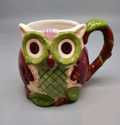 Pier1 Imports Olli The Owl Large 3D Hand-Painted Mug 16 oz Coffee Mug Kitschy-image
