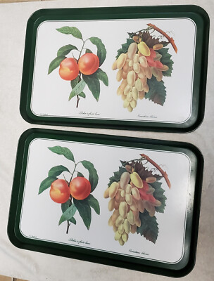 Lot of 2 Design Imports Made In Italy P.J. Redoute Serving Trays Fruit Vintage-image