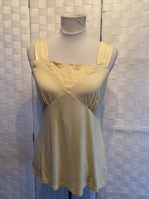 Nine & Co Nine West Women's Size Medium Butter Yellow Wide Strap Pajama Top-image