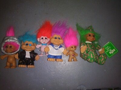Lot Of 6 VTG Trolls Wind Up & Rhinestone Space Astronaut Russ Christmas Xmas Etc-image