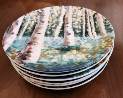 Set 6 Pier 1 Imports Teal Green Forest Birch Trees 8 7/8