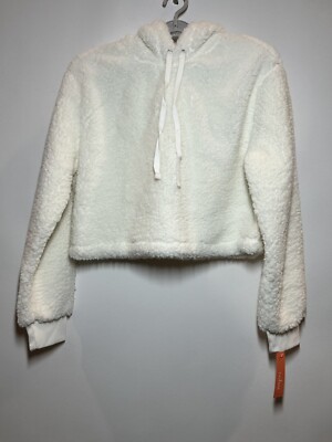 Colsie Women’s Cozy Sherpa Lounge Cropped Sweatshirt - Cream L-image