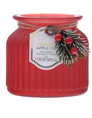 Mainstays 17.8 oz Decorative 2-Wick Ribbed Pagoda Jar Candle With Warm Apple Pie-image
