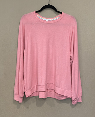 PJ Salvage Ultra Soft Crew Neck Pullover Long Sleeve Lounge Pajama Sweater Pink-image