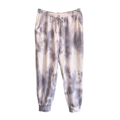 Shein Jogger Sweatpants Womens L White Gray Tie Dye Drawstring Cozy Loungewear-image