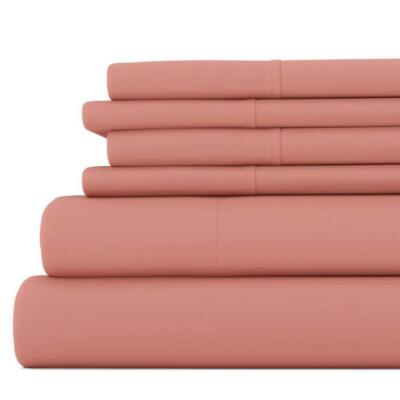 Becky Cameron Sheet Sets King 6-Piece Solid Soft Microfiber Polyester Red Clay-image