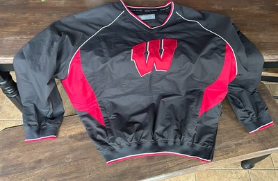 VINTAGE Wisconsin Badgers Jacket Wind Breaker Mens XL Red Gray Windbreaker Logo-image