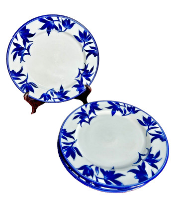 4 Pier 1 Imports MING 8.5” Salad Plates Blue & White Floral Dessert-image