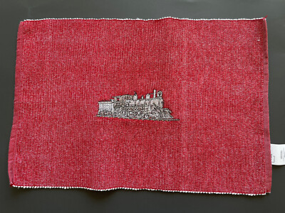Mainstays Embroidered Placemats Trains Red Set of 2 Pcs Washable-image