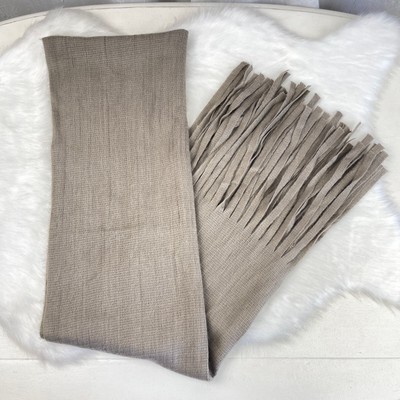 NWT Cozy Light Brown Taupe Knit Fringe Scarf Just Fab-image