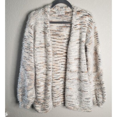 Knox Rose Fuzzy Woman's cardigan Size S Cozy Comfort Bishop Sleeves-image