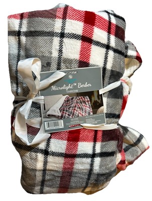 Microlight Checkered Berber Throw In Red Black & Gray  50” x 60” Extremely Soft-image