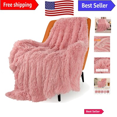 Versatile 50x60 Inches Pink Faux Fur Blanket for All Ages - Cozy Home Addition-image