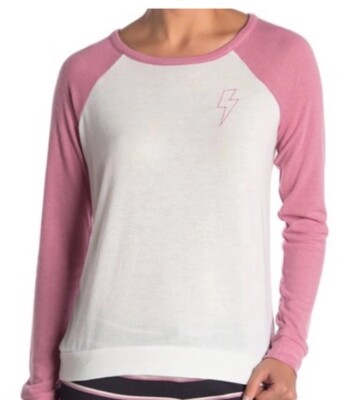 PJ Salvage Gray Lightning Crew Neck Sweatshirt Top Tee Lightweight Sleepwear Med-image