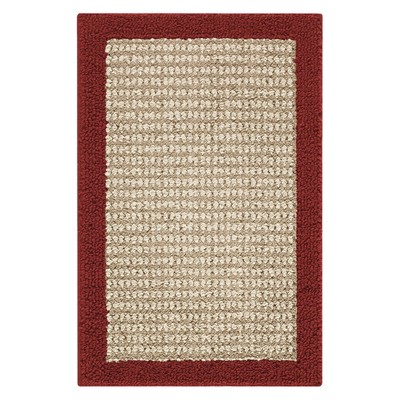 Mainstays Farmhouse Faux Sisal Olefin Red Border Indoor Accent Rug, 2'6