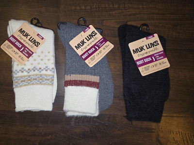 Muk Luks Womens SuperSoft Cozy Crew Boot Socks 3 Pairs Size 6-11 New NWT-image