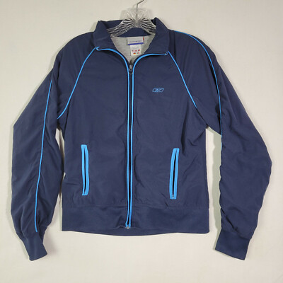 Vintage Reebok Mens Size US M UK 12 Windbreaker Running Jacket Navy Blue 90's -image