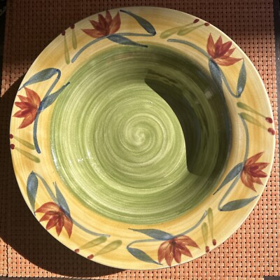 Pier 1 Elizabeth Handpainted Stoneware Dinner Plates  Ceramic-image