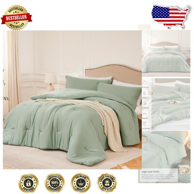 Premium Twin Comforter Set - Sage Green Soft Microfiber Bedding for Cozy Comfort-image