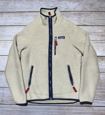 Patagonia Retro Deep Pile Fleece Full Zip Jacket Oatmeal White Men’s Medium XS-image