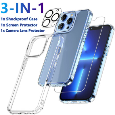 For iPhone 16 15 14 13 12 Pro Max Shockproof Case &Screen Protector & Camera Len-image