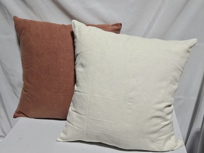 2 pk Becky Cameron White Cotton Throw Decor Pillow w/ covers  21