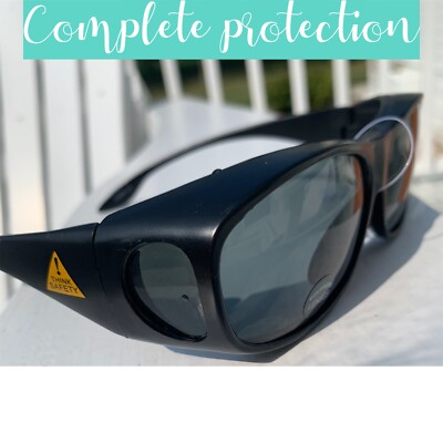 One Pair Sunglasses Coverall Lenses SAFETY UV400 Fits Over Prescription Glasses-image