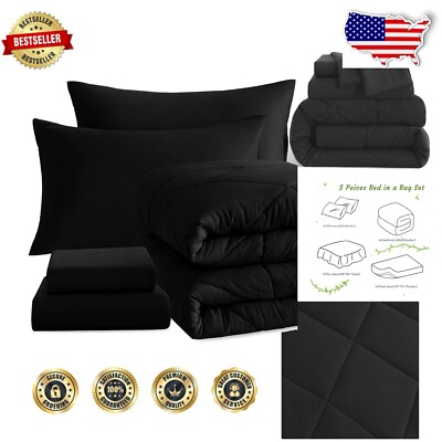 Twin Bed in a Bag - Soft Microfiber Comforter Set with Machine Washable Sheets-image