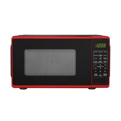 Mainstays 0.7 Cu ft Countertop Microwave Oven, 700 Watts, Red-image