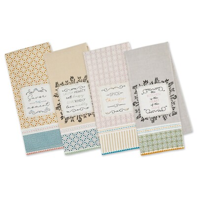 Design Imports 753828 Heartfelt Kitchen Embellished Dishtowels Set of 4-image