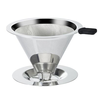 Pour Over Coffee Dripper Slow Drip Paperless Coffee Filter Double Mesh Stainless-image