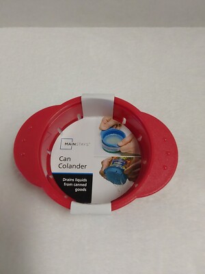 Mainstays Can Colander/Strainer Red Drains Liquid From Canned Goods BNWT!-image
