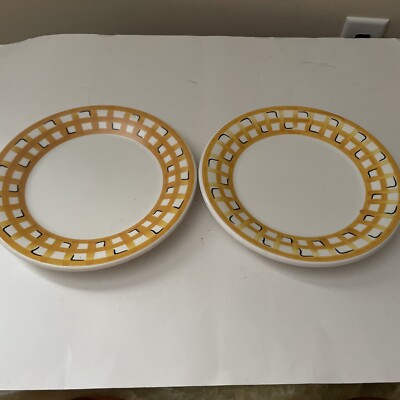 Dinner Plates Pier I Yellow And White Geometric Design. Made In Italy. #2-image