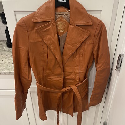 Vintage 60s 70s IMPERIAL Women’s Size 12 (US Size S Approx) Leather Coat Belted-image