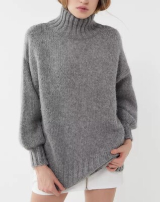 Urban Outfitters Gemma Cozy Turtleneck Cocoon Sweater Gray Relaxed Size S P-image