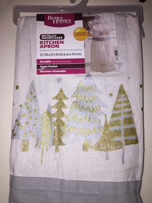 BETTER HOMES & GARDENS Metallic Snowflakes Adult Apron Cream 27.5