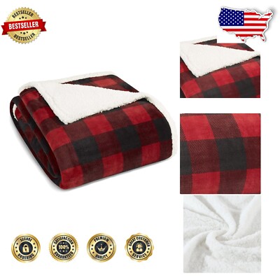 Luxurious Red Check Sherpa Fleece Blanket - Perfect Gift for Cozy Nights-image