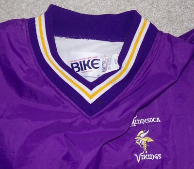 VINTAGE BIKR BRAND  MINNESOTA VIKINGS LARGE PULLOVER JACKET MADE IN USA WIND BRK-image