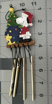 Vintage Peanuts Snoopy Woodstock Christmas Mini Solid Bars Wind Chime-image