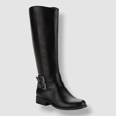 Style & Co Women's Black Maliaa Wide-Calf Buckled Riding Boots Shoe Size 8.5-image