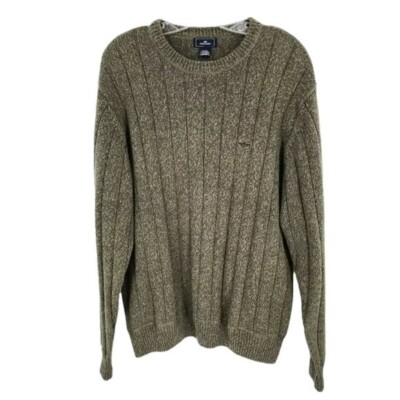 Dockers Sweater XL Dark Marle Olive Green 100% Cotton Long Sleeve Crew Neck Cozy-image