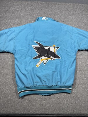 Starter NHL Jacket San Jose Sharks Mens M Blue Hockey Vintage Wind Breaker-image