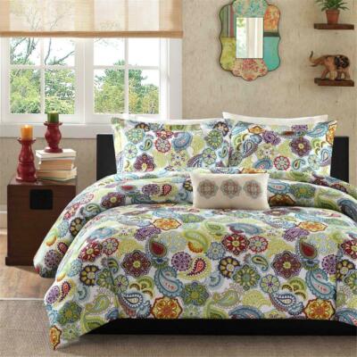 NEW! ~ COZY BOHO GREEN RED ORANGE AQUA TEAL PURPLE BLUE TROPICAL COMFORTER SET-image