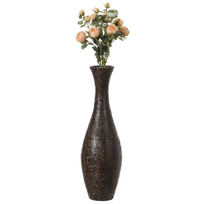 Modern Decorative Brown Textured Design Floor Flower Vase, 31 inch-image