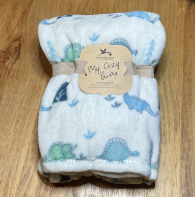 Adirondack Baby My Cozy Baby Blanket 30 x 40 inches Plush White Dinosaur Design-image