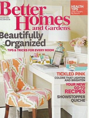 Better Homes and Gardens Magazine January 2015 Organize Every Room Tickled Pink-image