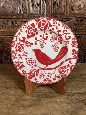 Pier 1 Imports Red and White Bird On Branch Flower 8.25