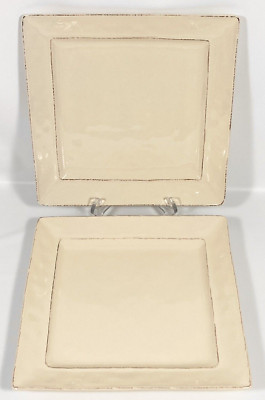 Pier 1 Imports Martillo Creme Brulee 2 Square DINNER Plates 10 1/2