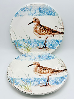 Pier 1 Sandpiper Bird Dessert Plates 8